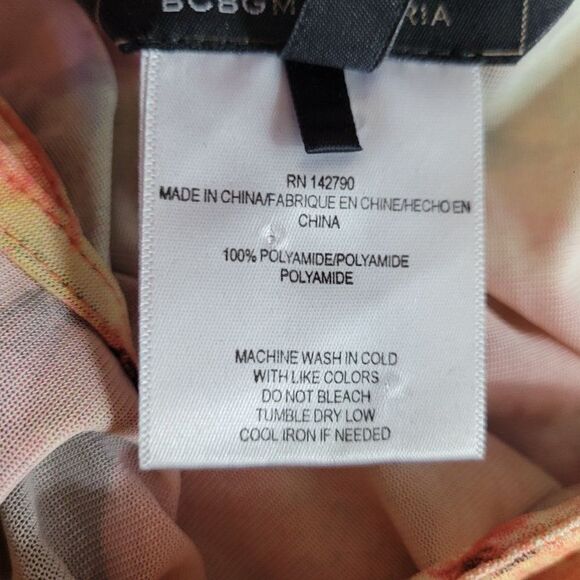 BCBGMaxAzaria Sleeveless Blouse Top L Floral Mesh Button Down V-neck Feminine - Picture 13 of 14